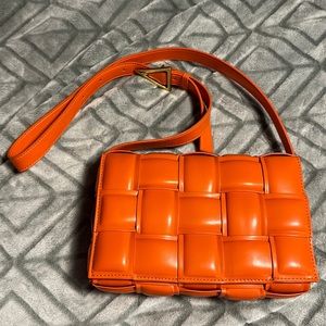 Orange Knit Shoulder Bag